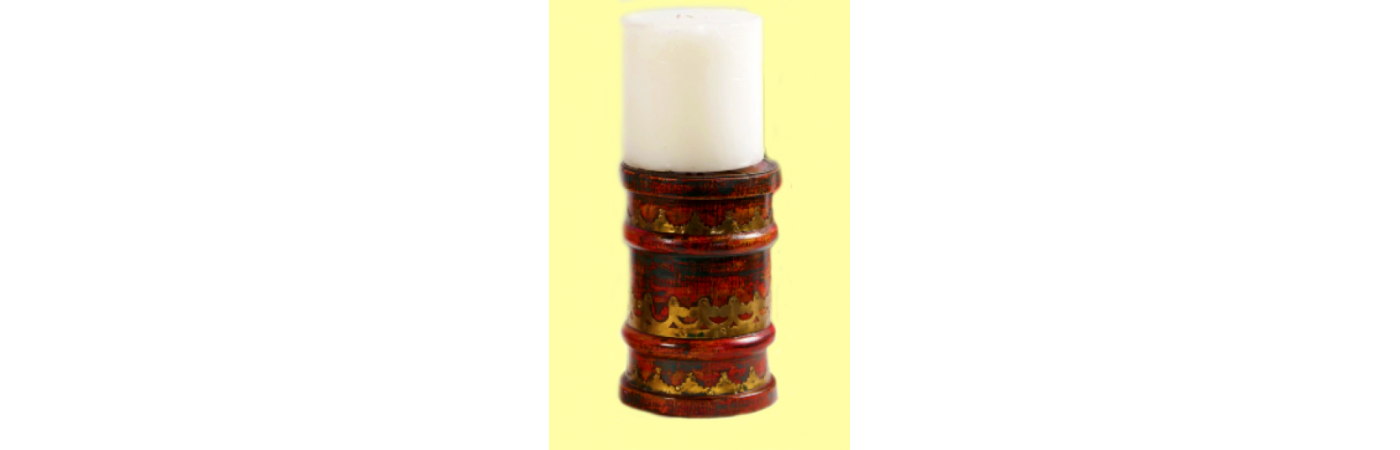 WOOD CANDLE HOLDER - MULTICOLOUR